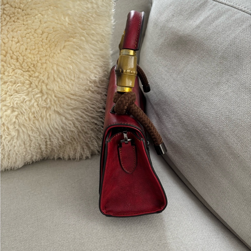 Red leather handmade handbag new - Picture 3 of 5